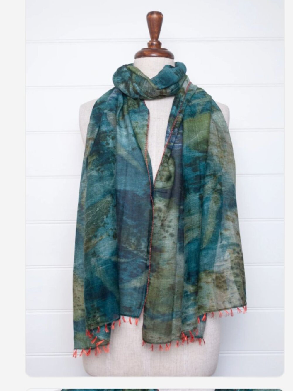 Neeru Kumar cotton and silk scarf - blues